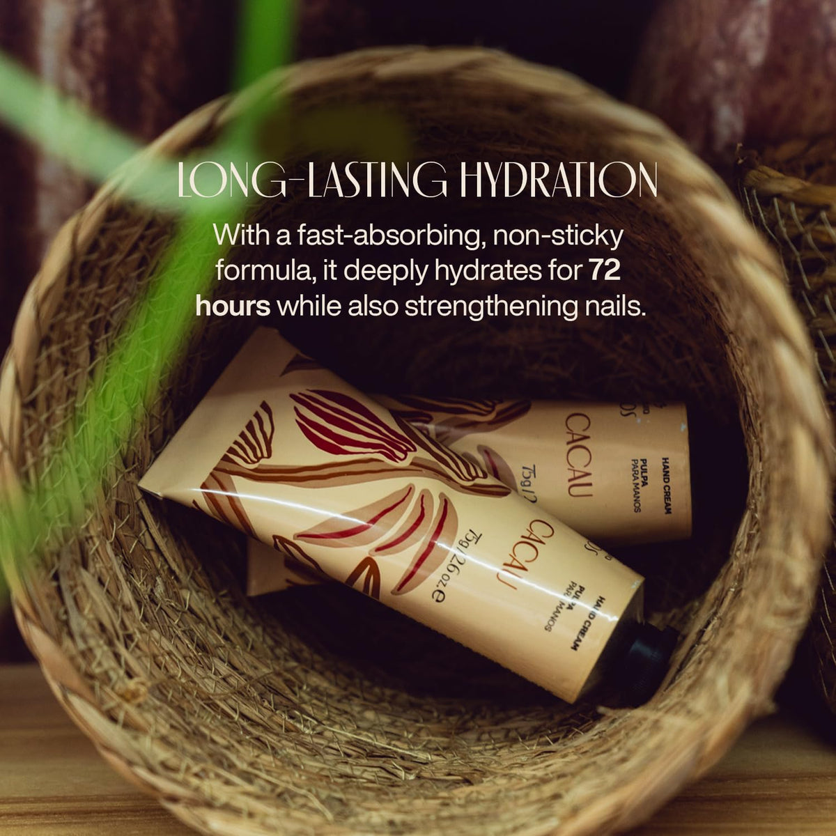 Natura Ekos Cacau hand cream with vegan skincare and sustainable ingredients.