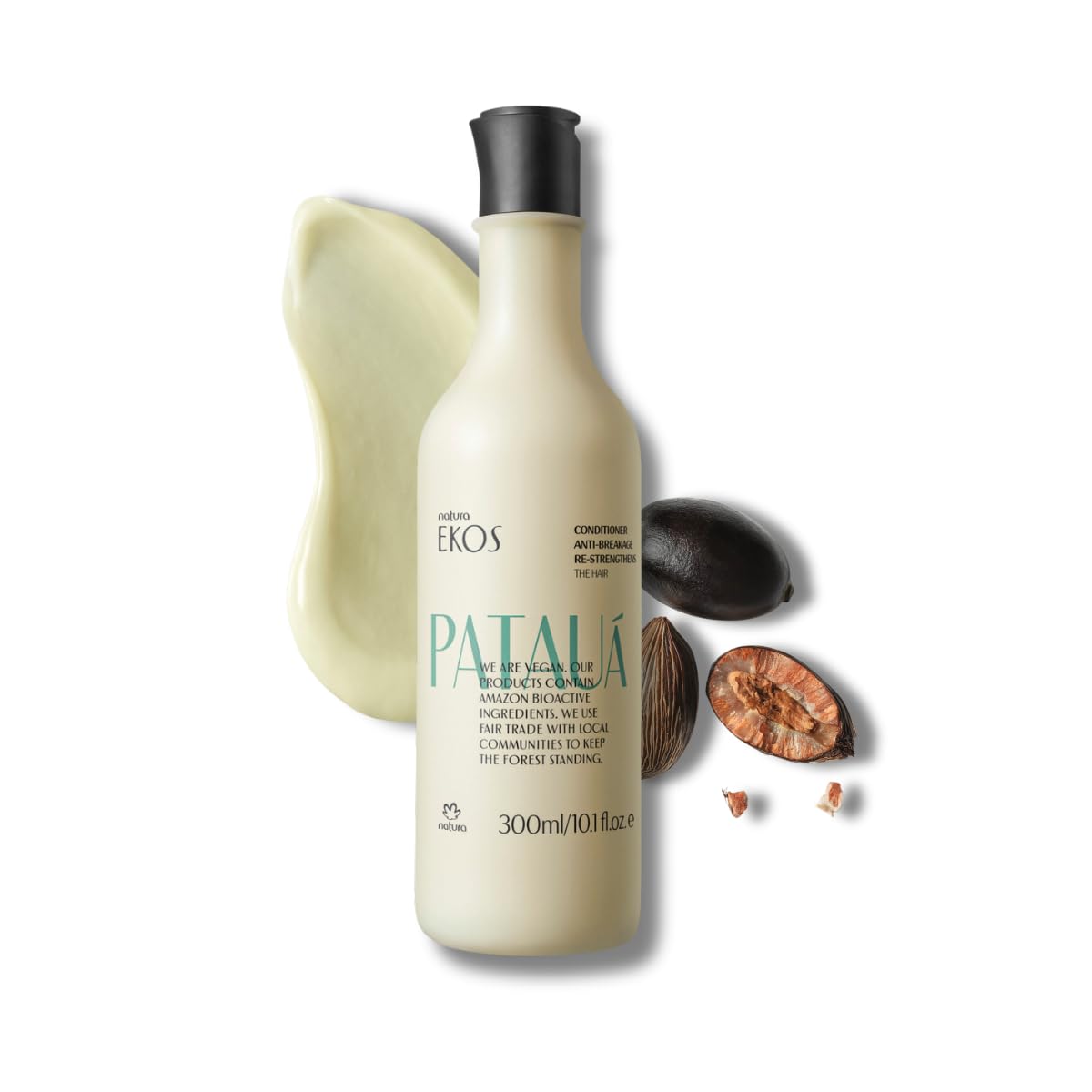 Natura Ekos Patauá conditioner bottle demonstrates vegan, sulfate-free care for damaged hair