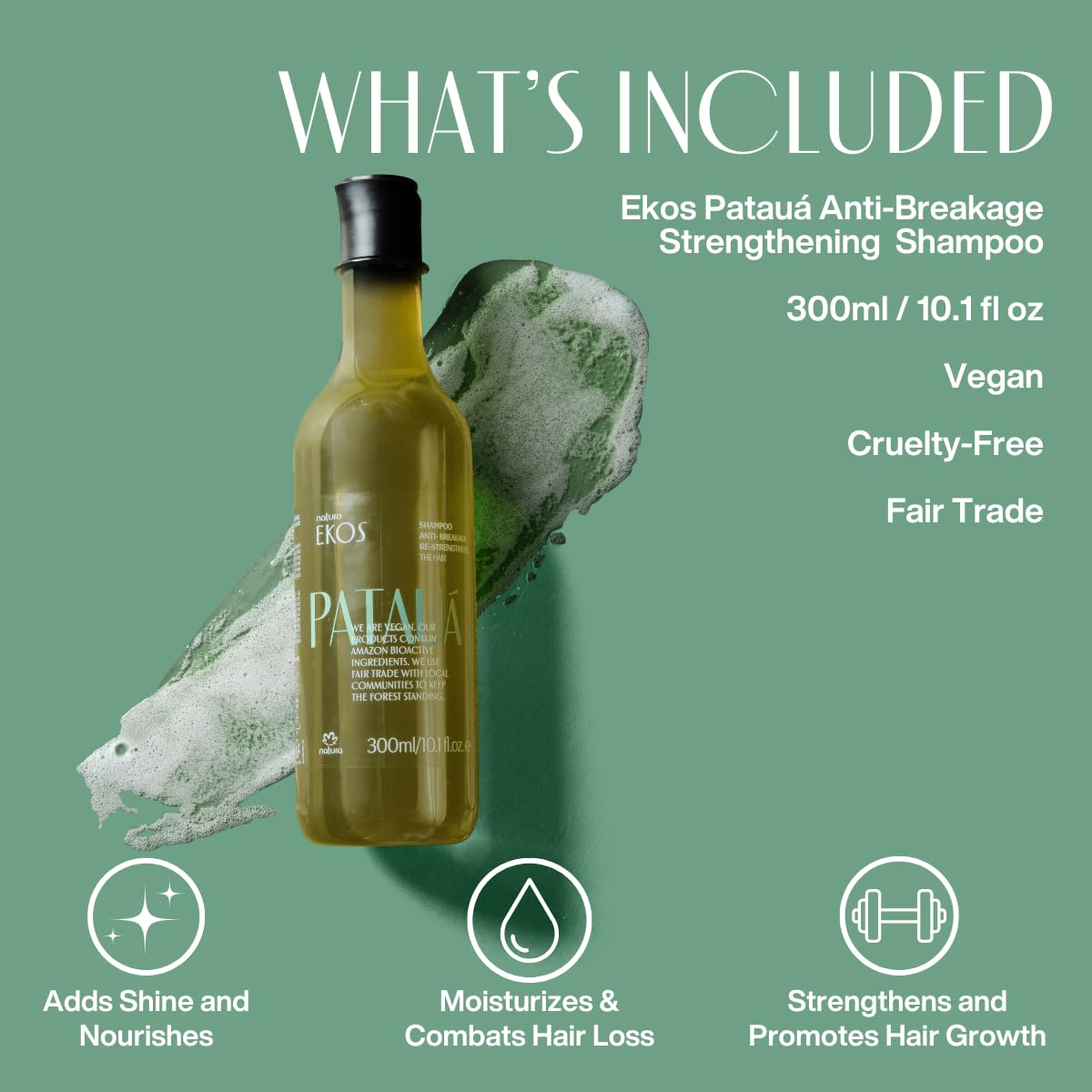 Natura Ekos Patauá Shampoo oil omega-9 ingredient highlight.