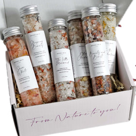 Natural Amor Los Angeles bath salt gift set front view, ideal for gifting.