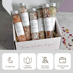 Natural Amor Los Angeles six-blend scents display, inviting relaxation.