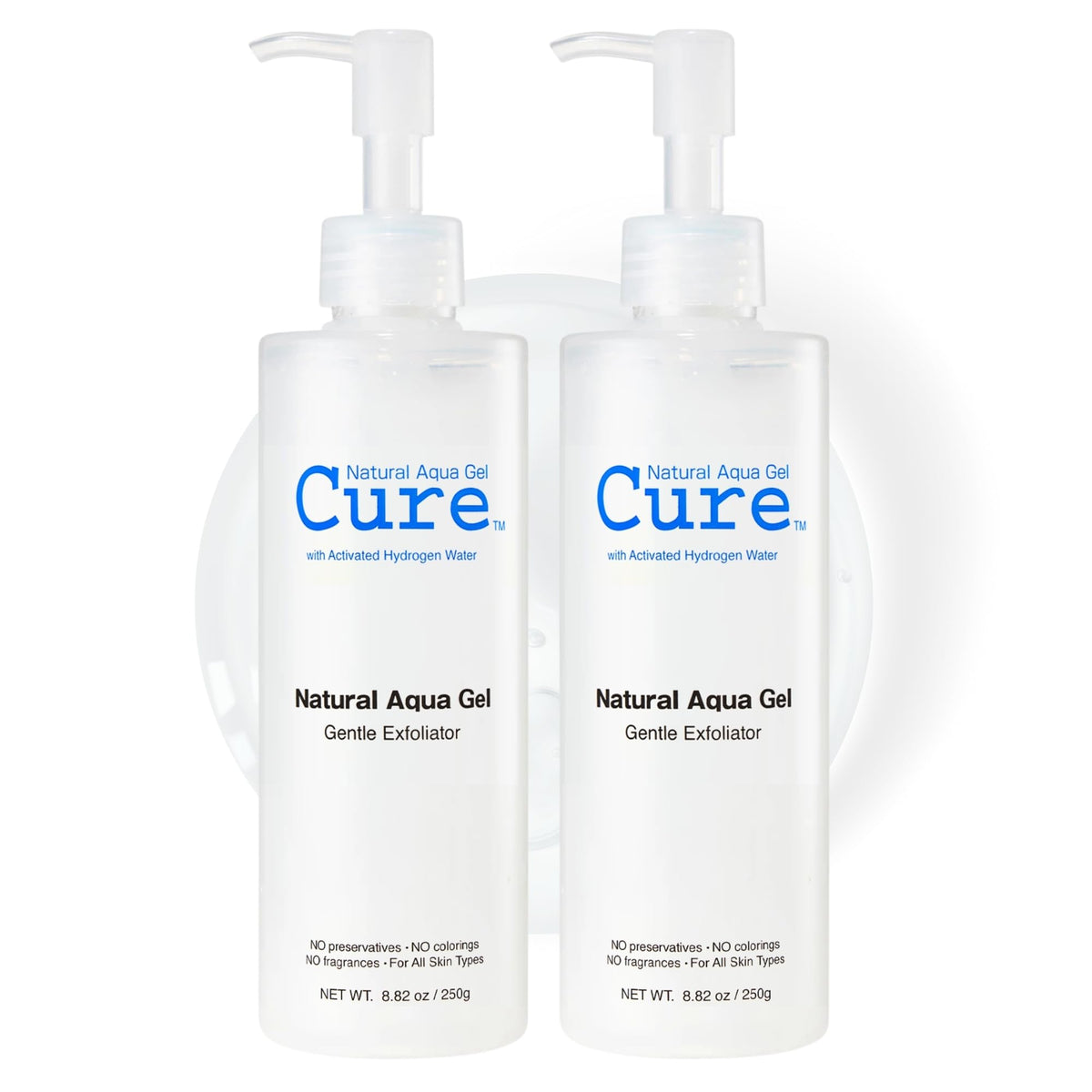 NATURAL AQUA GEL CURE two-pack box showcasing face and body exfoliator for gentle use