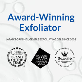 NATURAL AQUA GEL CURE packaging label emphasizing gentle, water-based exfoliant.