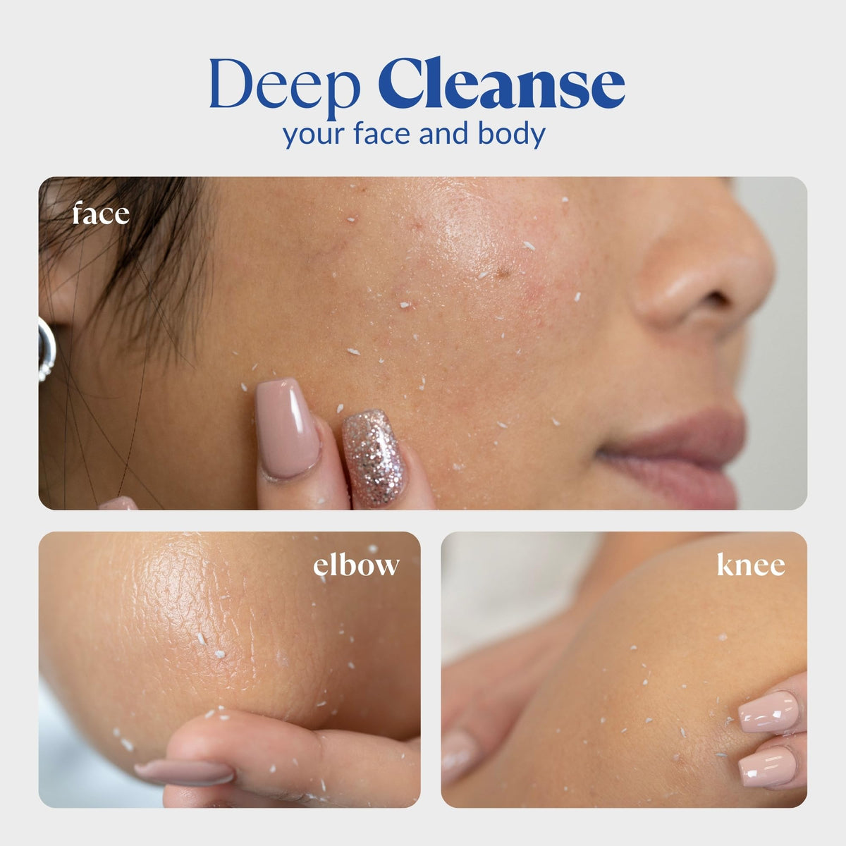 NATURAL AQUA GEL CURE exfoliator in hand pump for easy pore cleansing