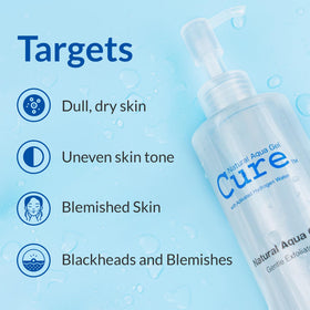 NATURAL AQUA GEL CURE texture closeup shows water-based exfoliant's delicate action.