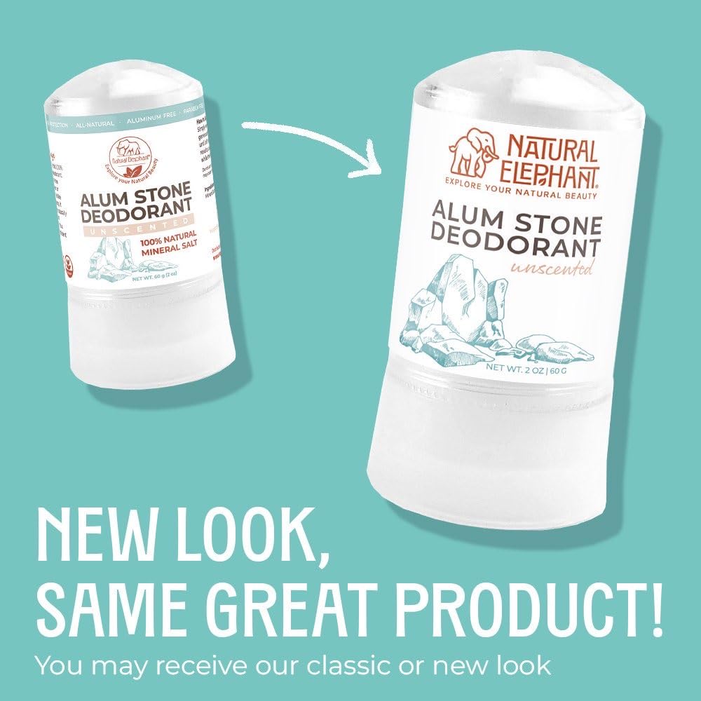 Natural Elephant alum stone close-up showing mineral salt formula for skin-friendly care.