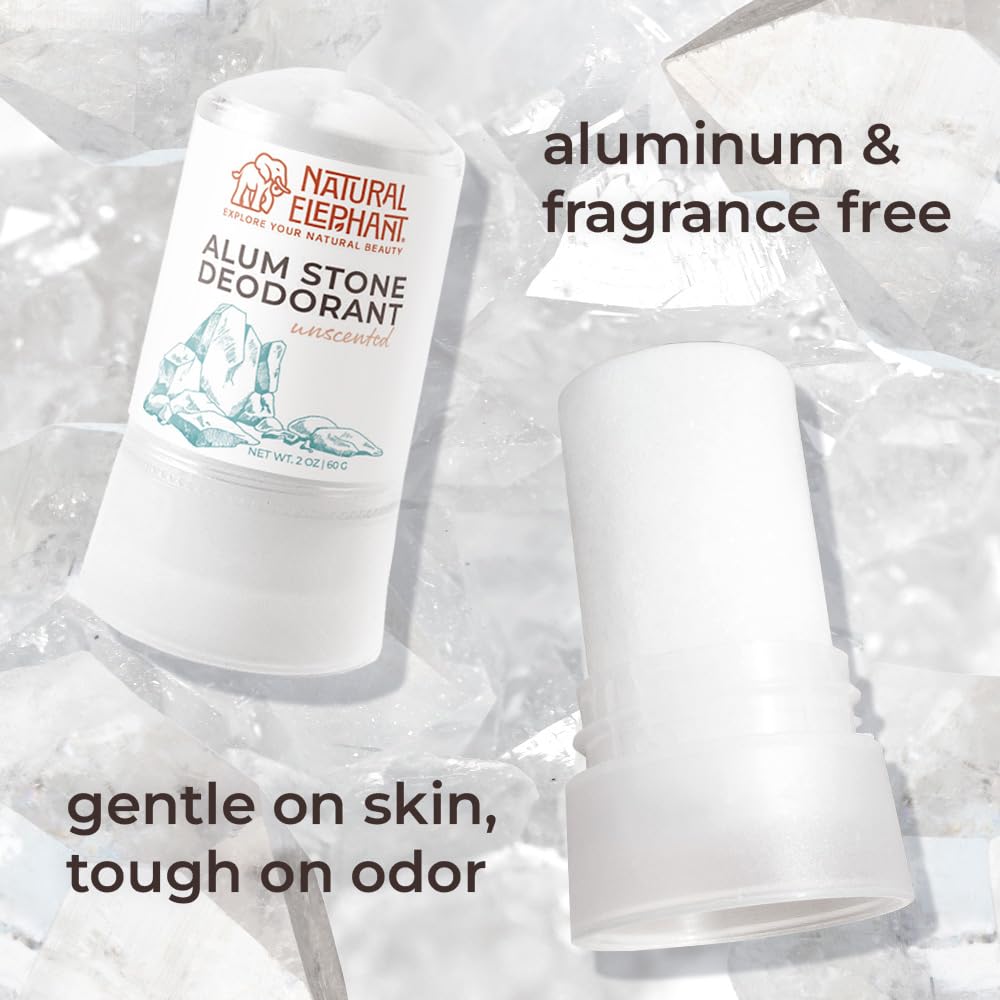 Natural Elephant alum stone two-pack packaging for convenient restocking.
