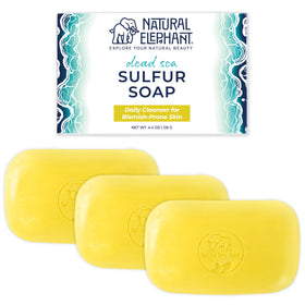 Natural Elephant Dead Sea sulfur soap 3-pack box ready for everyday cleansing.
