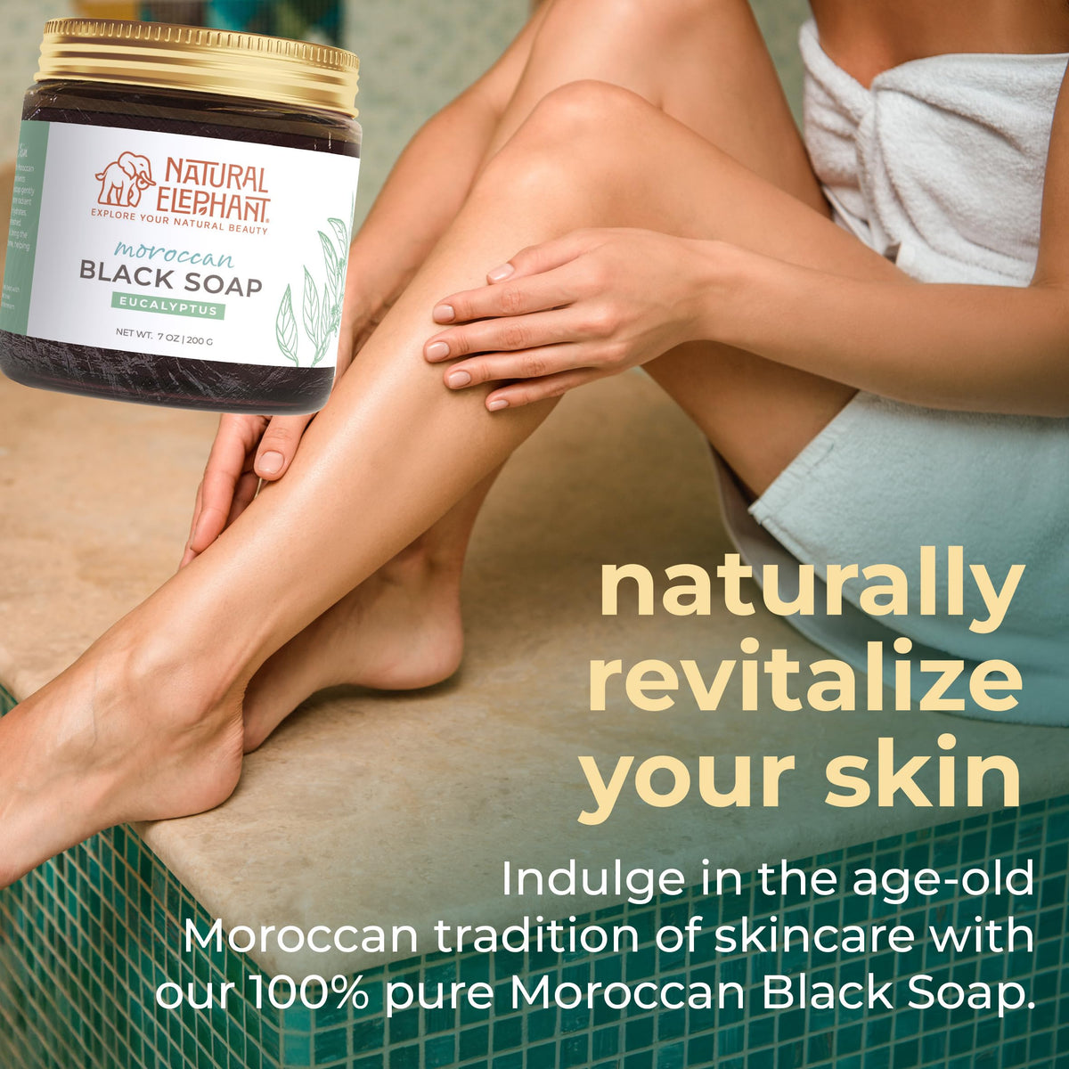 Natural Elephant Indigo powder close-up highlights Nila-infused formula for even-toned skin.