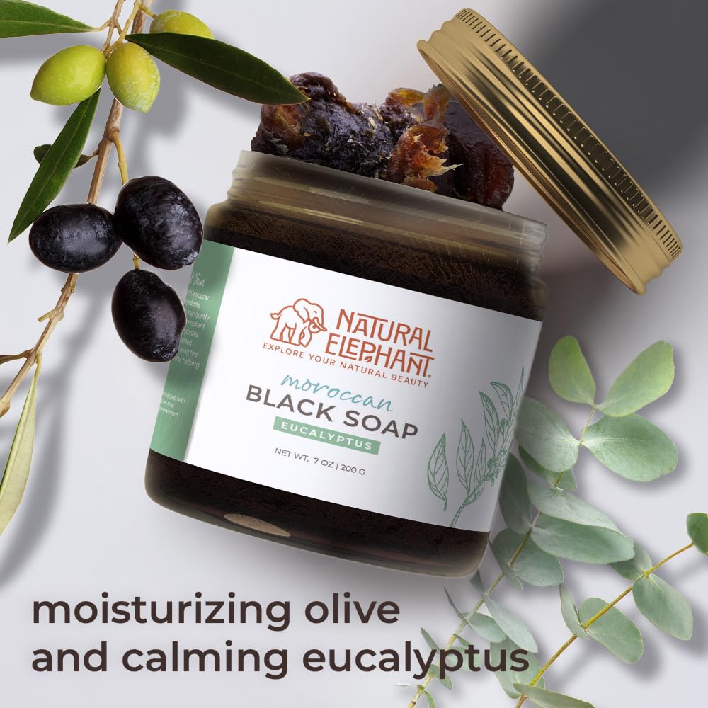 Natural Elephant Moroccan Black Soap foamy lather demonstrates gentle cleansing.