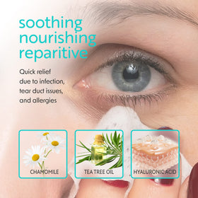 Natural Essentials Peepers Plus with hyaluronic acid and tea tree oil promotes moisture.