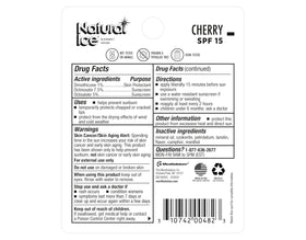 Close-up of Natural Ice Cherry SPF 15 lip balm with cherry flavor