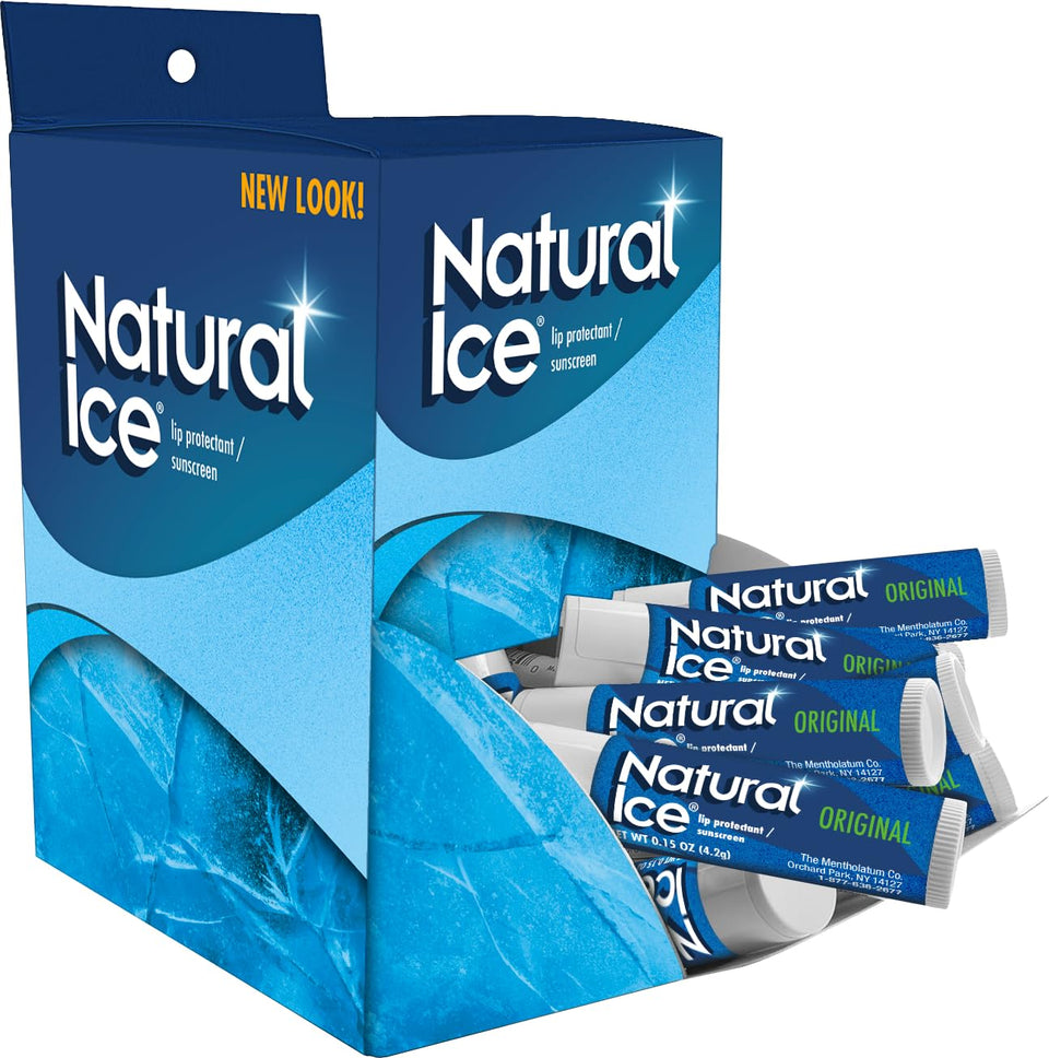Natural Ice Original Lip Balm pack of 48 provides hydration and protection for lips.