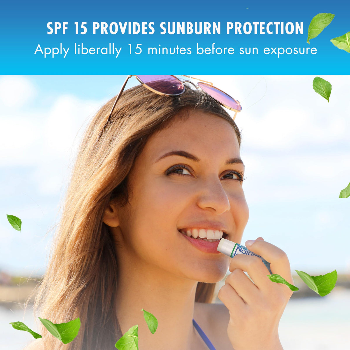 Natural Ice Original Lip Balm forms a protective barrier against dryness on lips.