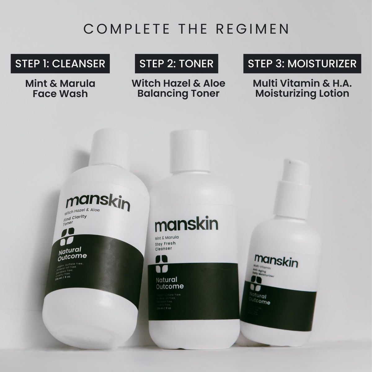 Natural Outcome Man Skin cleanser product image for skincare prep.