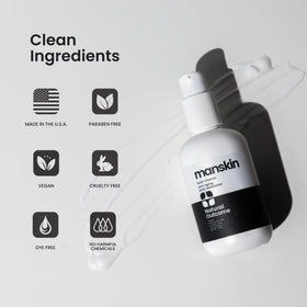 Natural Outcome Man Skin cream application on the face in circular motion.
