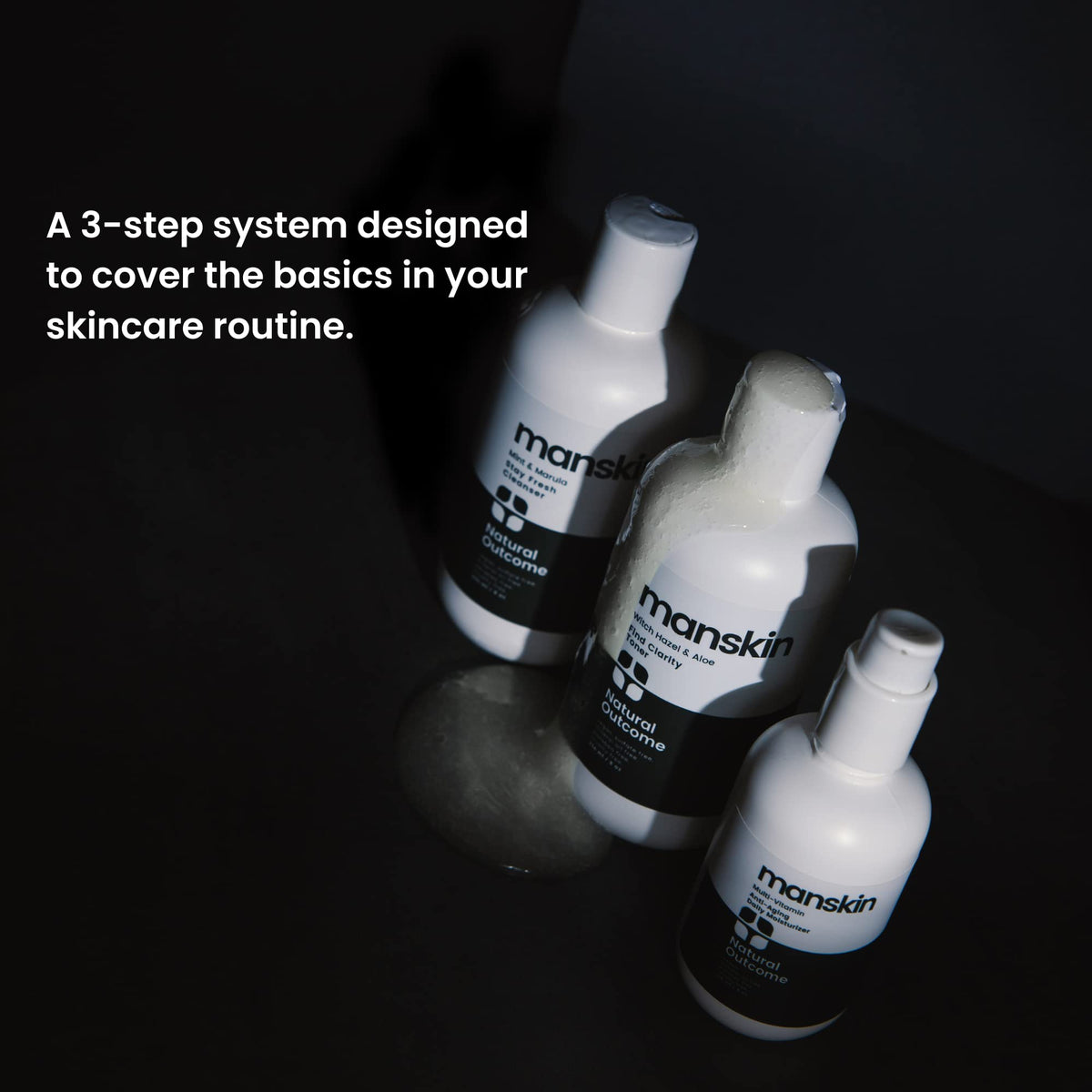Natural Outcome balancing toner bottle showing clarifying action for pores.