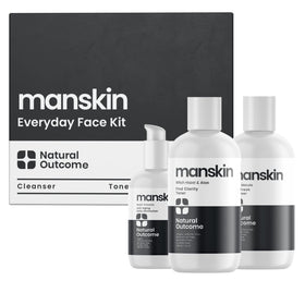 Natural Outcome mens skin care kit box front, premium gift-ready packaging.