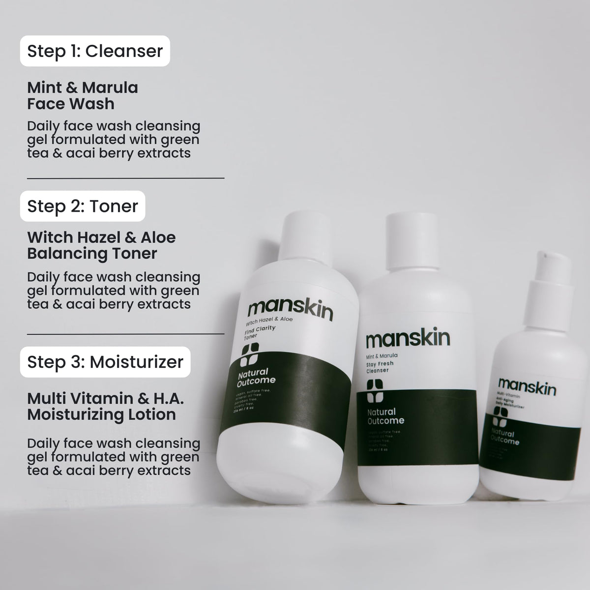 Natural Outcome mint-infused scent on packaging for invigorating morning routine.