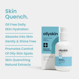 Natural Outcome Oily Skin Moisturizer texture shows a lightweight gel for daily use.