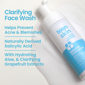 Natural Outcome Teen Skin Face Wash Duo hands applying cleanser on face.