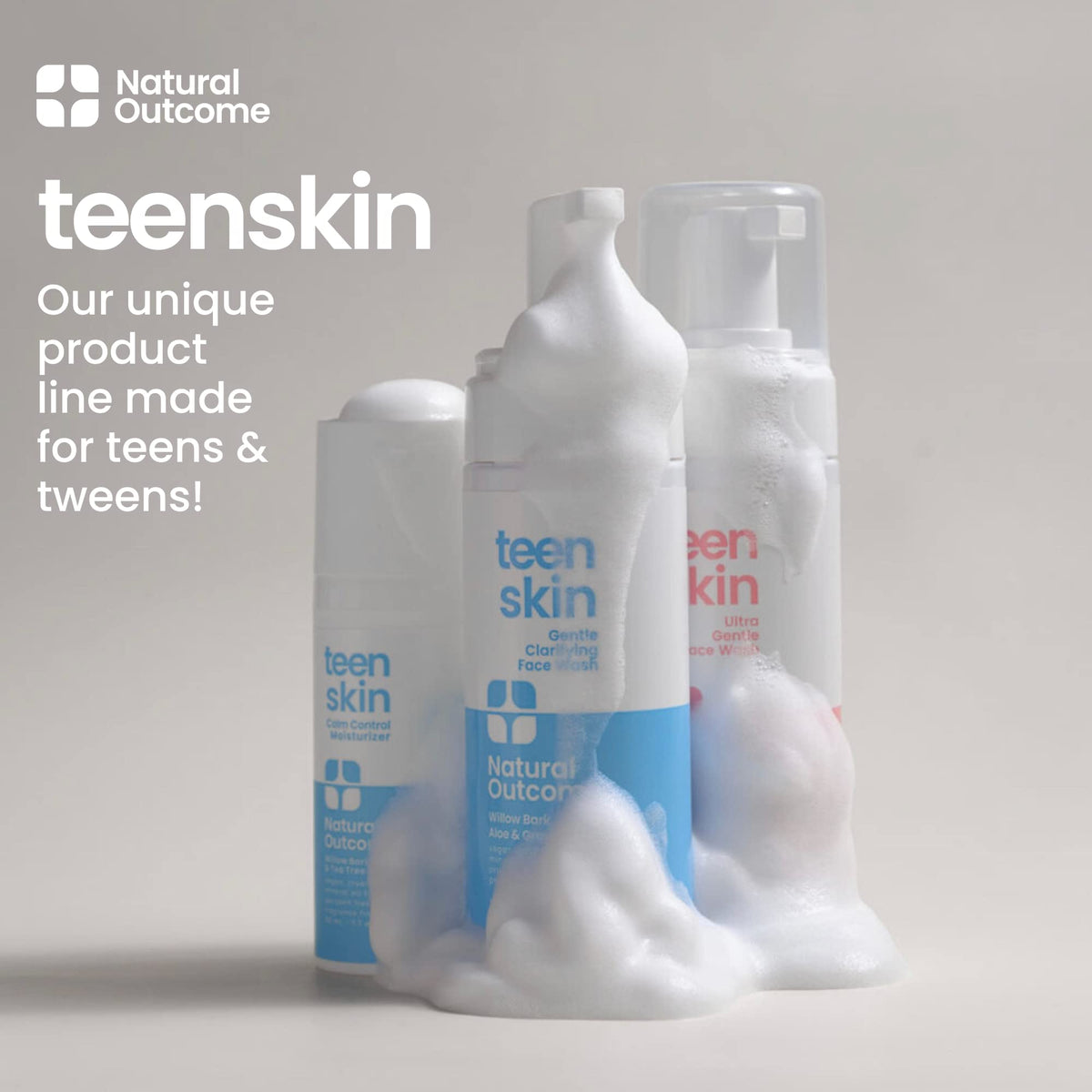 Natural Outcome Teen Skin Face Wash Duo packaging display for retail.