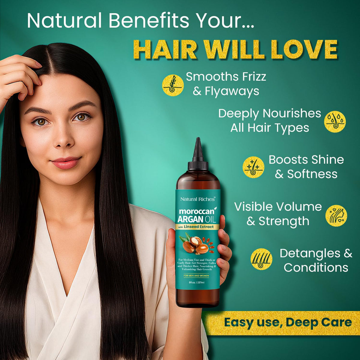 Natural Riches Argan Oil application dropper for precise, mess-free use.