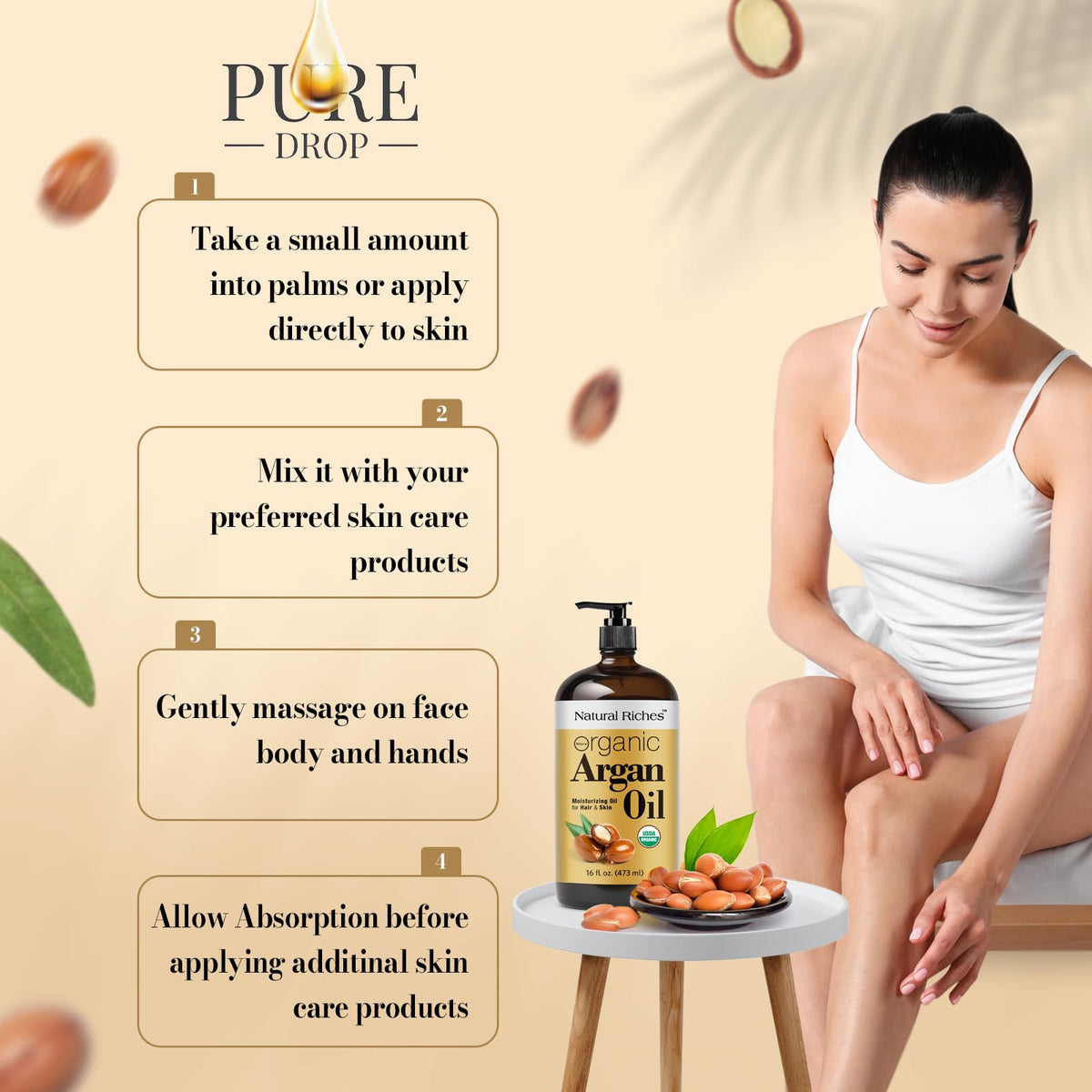 Natural Riches Argan Oil amber bottle helps preserve nutrients