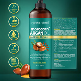 Natural Riches eight-oz bottle for long-term hair care routines.