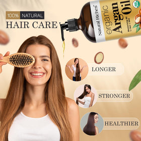 Natural Riches Argan Oil being applied to hair for smoothing care
