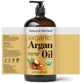 Natural Riches Argan Oil with pump dispenser for easy daily use