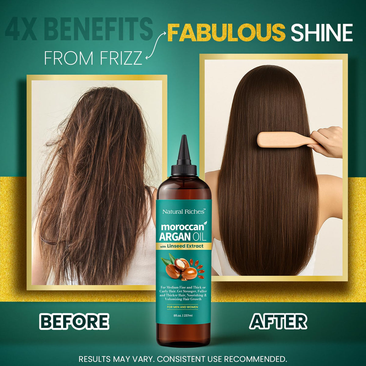 Natural Riches Hair Oil provides frizz control for smoother hair texture.