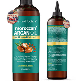 Natural Riches Moroccan Argan Oil bottle for daily hair nourishment and shine.