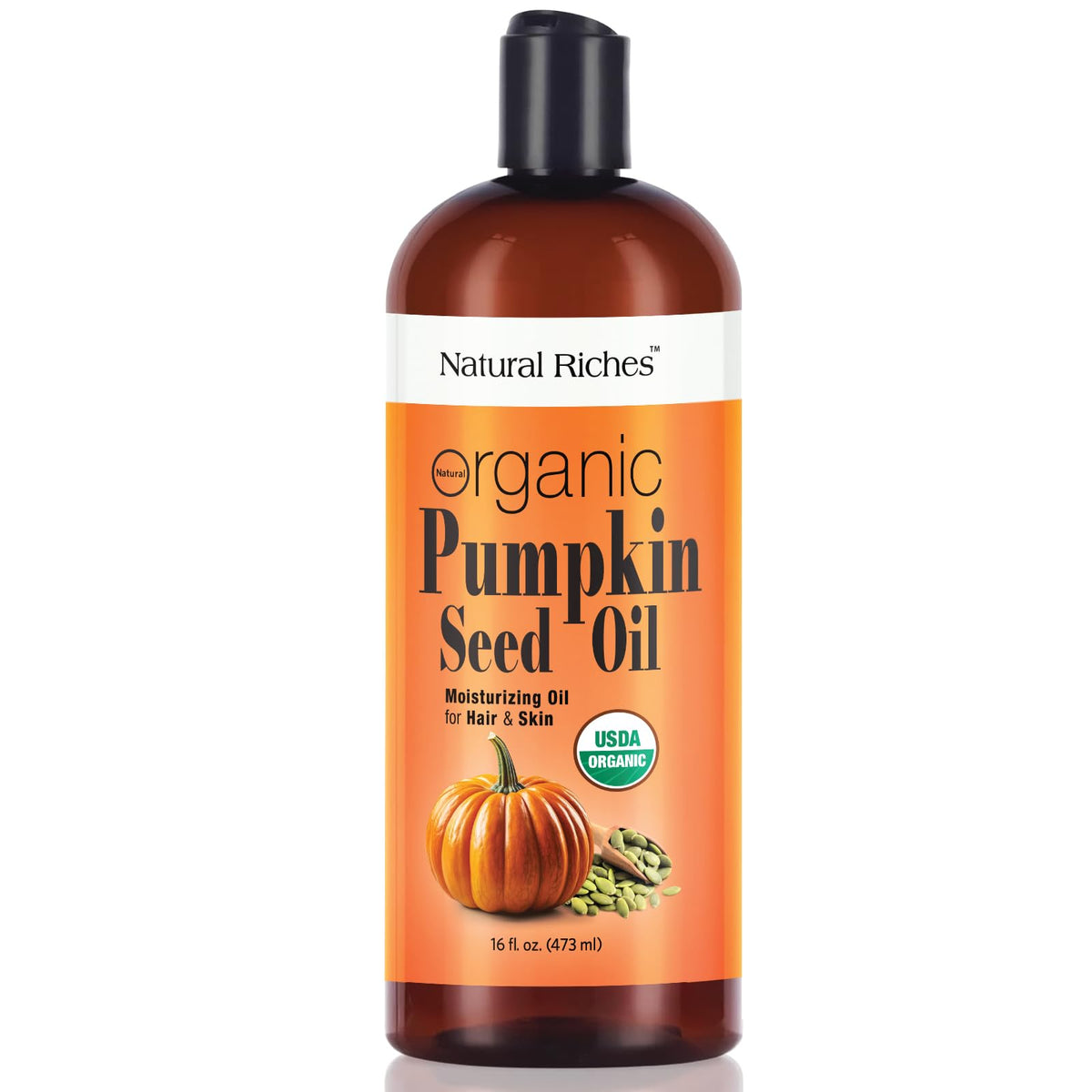 Natural Riches pumpkin seed oil bottle for pure skin nourishment