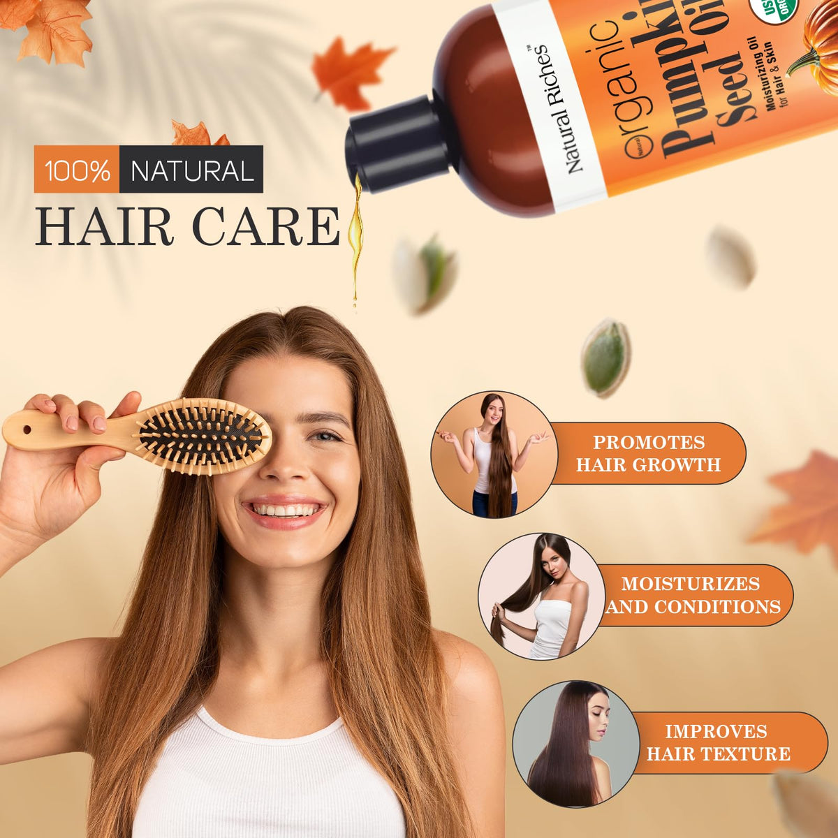 Natural Riches pumpkin seed oil scalp care nourishes follicles for healthier-looking hair
