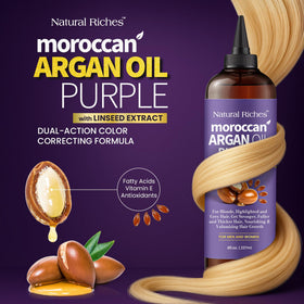 Natural Riches Purple Argan Oil close-up highlighting purple toning agents