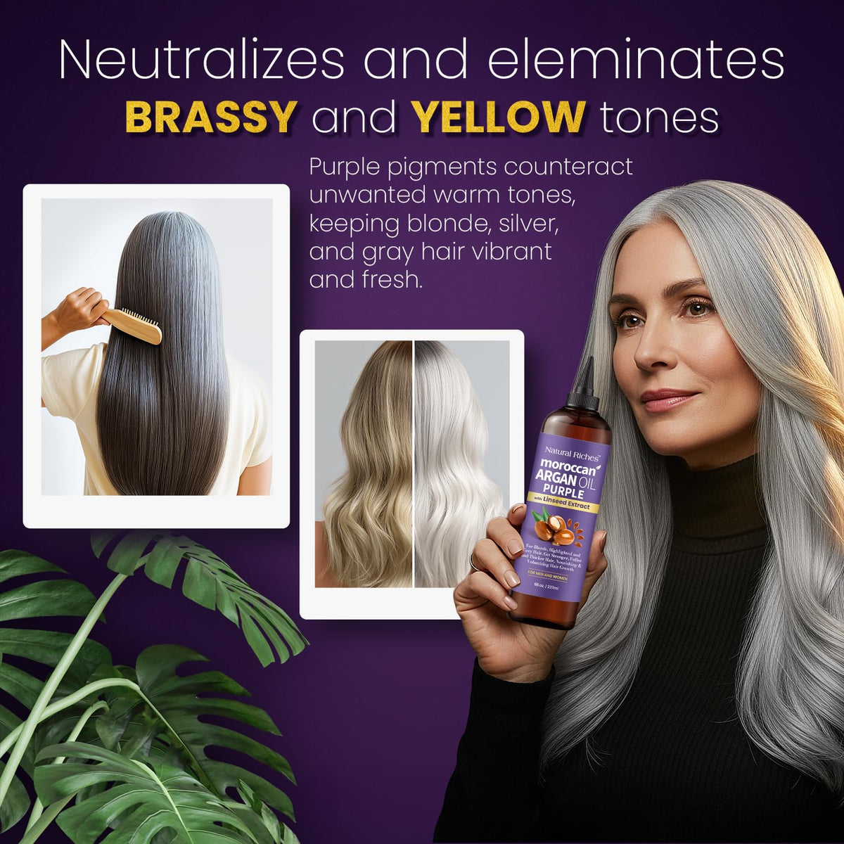 Natural Riches Purple Argan Oil smooths frizz and adds shine on hair