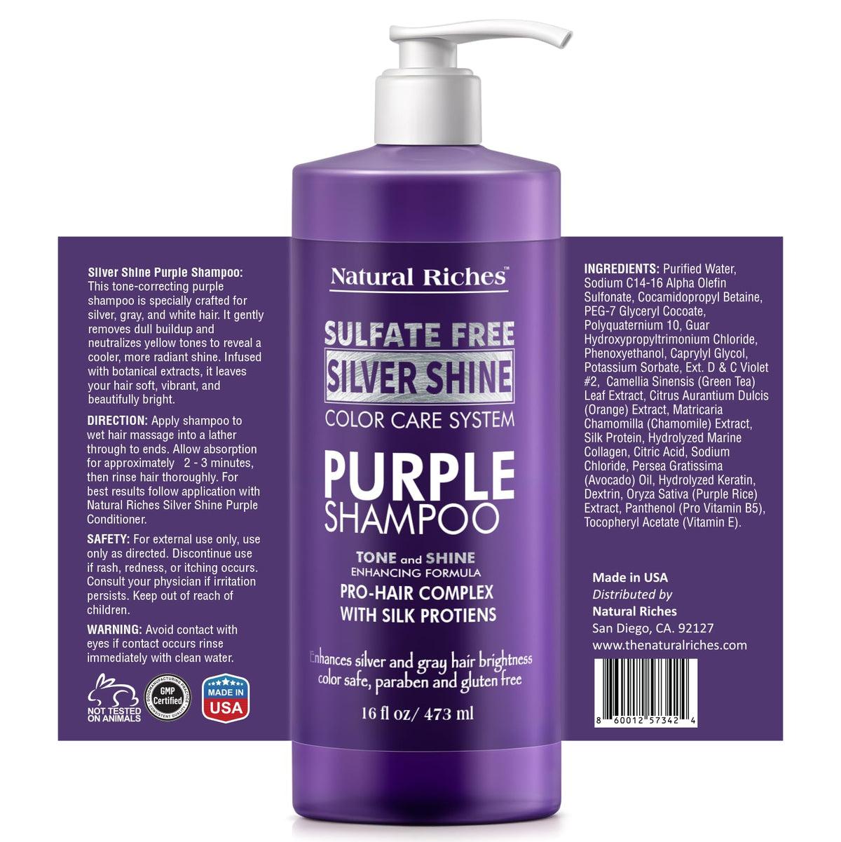 Natural Riches Radiant Silver Shine conditioner tube delivering softness with silk proteins