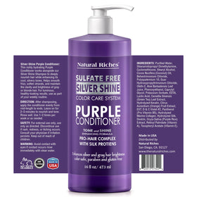 Natural Riches Radiant Silver Shine shampoo bottle pour for even lather