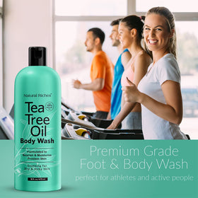Cruelty-free logo on Natural Riches Tea Tree Body Wash packaging
