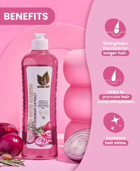 Natural Sant Onion Biotin Rosemary Shampoo pour demonstrates easy application and rich lather.