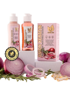 Natural Sant Onion Keratin DuoBox packaging showing premium two-part treatment