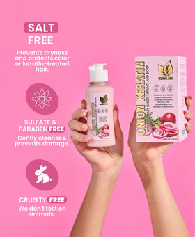 Natural Sant Onion Keratin DuoBox application steps for easy routine