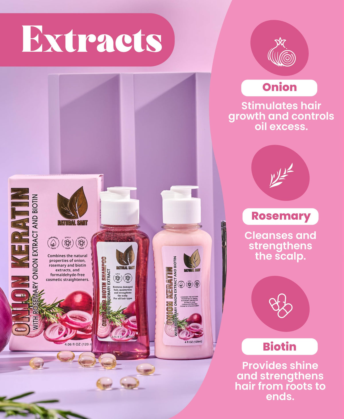 Natural Sant Onion Keratin DuoBox smoothing hair for better manageability