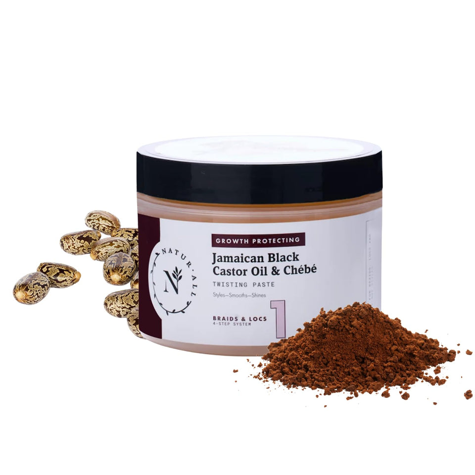 NaturAll braiding gel bottle; strong hold for secure, no-flake braids.