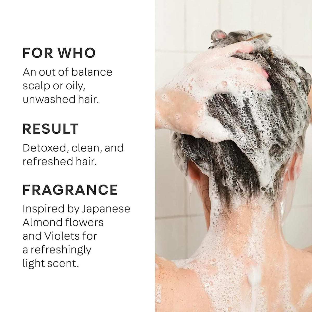 NatureLab.TOKYO Perfect Clean 2-in-1 scrub shampoo in use on hair