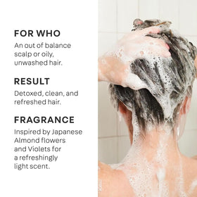 NatureLab.TOKYO Perfect Clean 2-in-1 scrub shampoo in use on hair