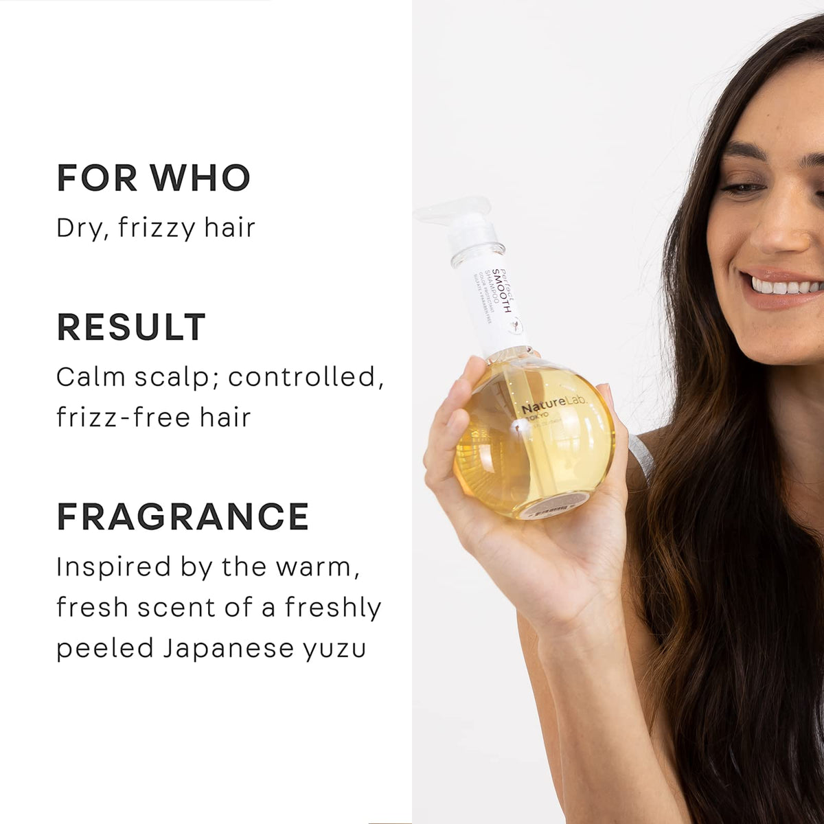 NatureLab TOKYO Perfect Smooth Shampoo bottle exterior showing premium design