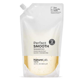 NatureLab TOKYO Perfect Smooth Shampoo refill pouch reducing plastic waste for eco-friendly care