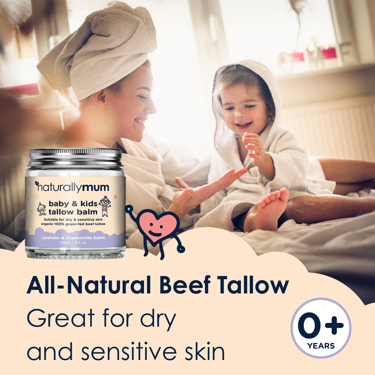 NaturallyMum Tallow Balm used as diaper cream highlights mess-free moisture.